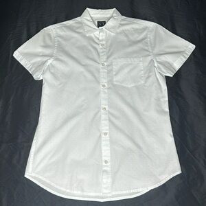 Armani Exchange white fabric with tiny holes short sleeve fitted casual fit S